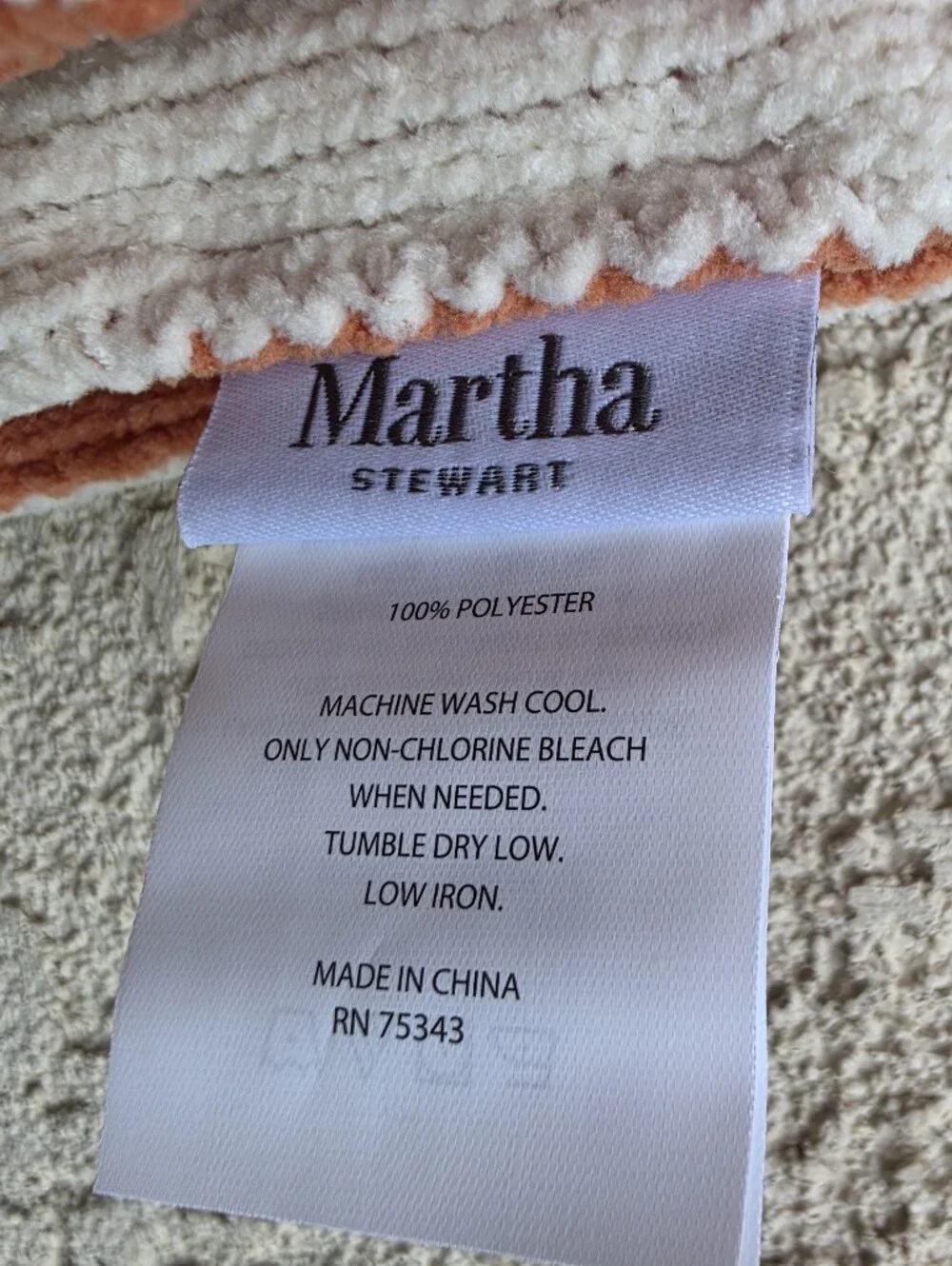 Martha Stewart Jack-o'-Lantern Knit Decorative Throw - Orange on Cream NWT